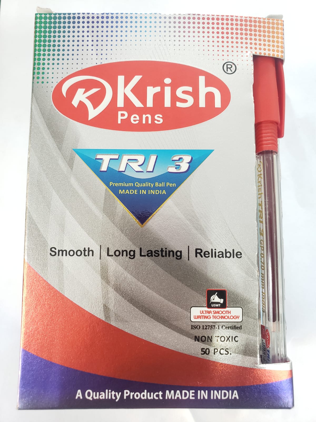 Krish Tri 3 GP 0.7mm Red Ball Pen Box – Arabian Stationery